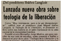 Lanzada nueva obra sobre teología de la liberación.