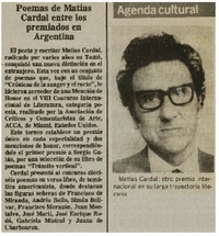 Poemas de Matías Cardal entre los premiados en Argentina.