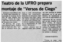 Teatro de la UFRO preprara montaje de "Versos de Ciego".
