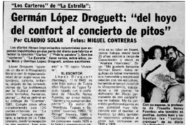 Germán López Droguett: "del hoyo del confort al concierto de pitos"