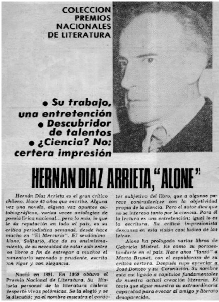 Hernán Díaz Arrieta, "Alone".