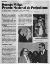 Homenaje a Millas, Premio Nacional de Periodismo.