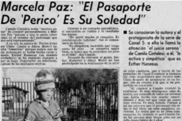 Marcela Paz, "el pasaporte de "Perico" es su soledad"