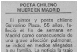 Poeta chileno muere en Madrid.