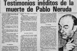 Testimonios inéditos de la muerte de Pablo Neruda