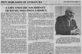 A cien años del nacimiento de Rafael Maluenda Labarca