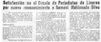 Satisfacción en el Círculo de Periodistas de Linares por nuevo reconocimiento a Samuel Maldonado Silva.