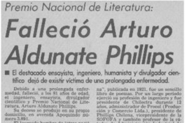 Falleció Arturo Aldunate Phillips.