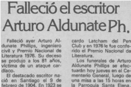Falleció el esritor Arturo Aldunate Ph.