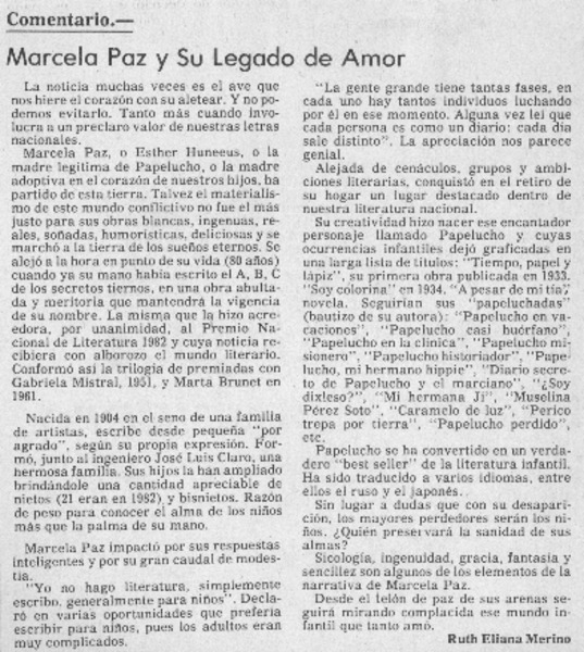 Marcela Paz y su legado de amor