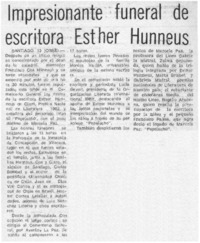 Impresionante funeral de escritora Esther Hunneus.