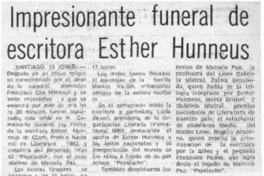 Impresionante funeral de escritora Esther Hunneus.