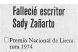 Falleció escritor Sady Zañartu.