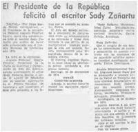 El presidente de la república felicitó al escritor Sady Zañartu