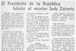 El presidente de la república felicitó al escritor Sady Zañartu