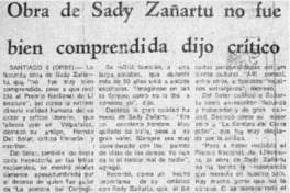 Obra de Sady Zañartu no fue bien comprendida dijo crítico.