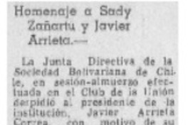 Homenaje a Sady Zañartu y Javier Arrieta.