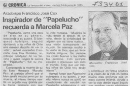 Inspirador de "Papelucho" recuerda a Marcela Paz.