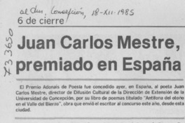 Juan Carlos Mestre, premiado en España.