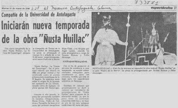 Iniciarán nueva temporada de la obra "Ñusta Huillac".