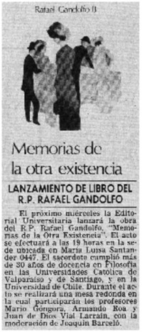 Lanzamiento de libro del R.P. Rafael Gandolfo.