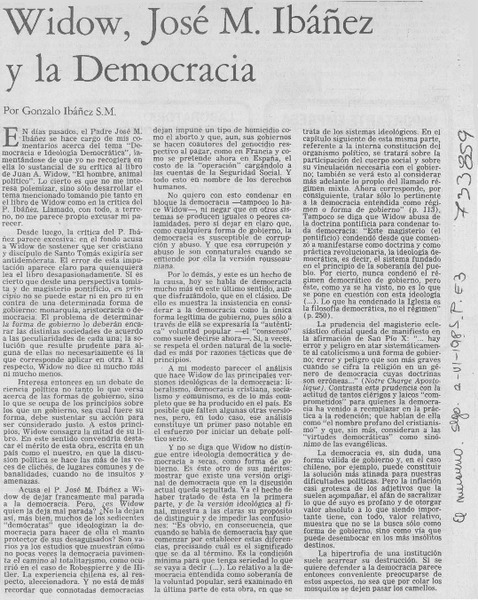 Widow, José M. Ibáñez y la Democracia