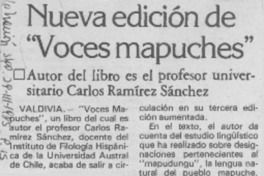 Nueva edición de "Voces mapuches".