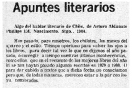 Algo del hablar literario de Chile