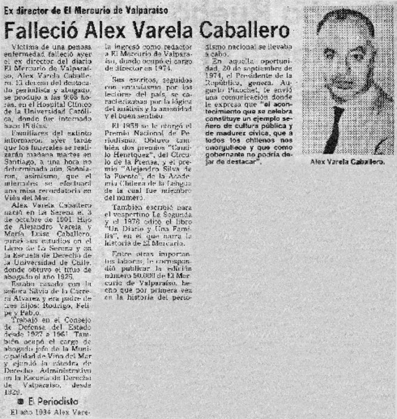 Falleció Alex Varela Caballero.