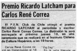 Premio Ricardo Latcham para Carlos René Correa.