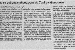 El rostro estrena mañana obra de Castro y Genovese.