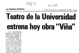 Teatro de la Universidad estrena hoy obra "Viña".