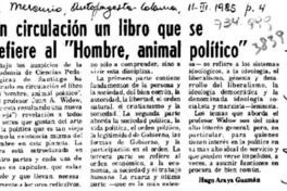 En circulación un libro que se refiere al "Hombre, animal político"