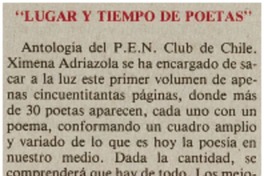 "Lugar y tiempo de poetas".