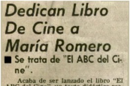 Dedican libro de cine a María Romero.