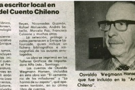 Incluyen a escritor local en antología del cuento chileno.