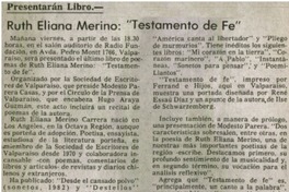 Ruth Eliana Merino:"Testamento de fe".