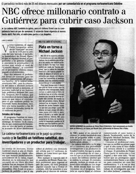 NBC ofrece millonario contrato a Gutiérrez para cubrir caso Jackson.