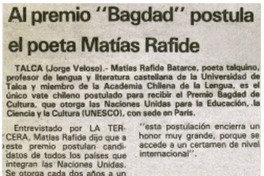 Al primero "Bagdad" postula el poeta Matías Rafide