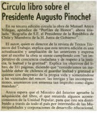 Circula libro sobre el presidente Augusto Pinochet.
