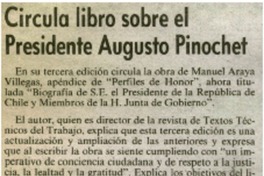 Circula libro sobre el presidente Augusto Pinochet.