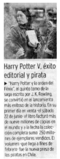 Harry Potter V, éxito editorial y pirata