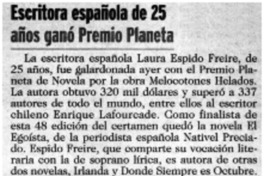Escritora española de 25 años ganó Premio Planeta