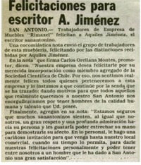 Felicitaciones para escritor A. Jiménez.