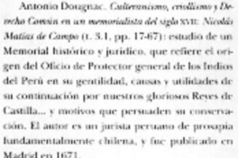 Culteranismo, criollismo y Derecho Común en un memoralista del siglo XVII : Nicolás Matías de Campo