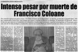 Intenso pesar por muerte de Francisco Coloane.