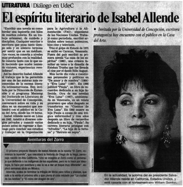 El espíritu literario de Isabel Allende.