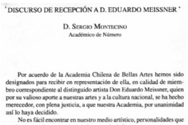 Discurso de recepción a D. Eduardo Meissner