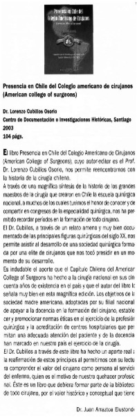 Presencia en Chile del Colegio americano de cirujanos (American College of Surgeons)