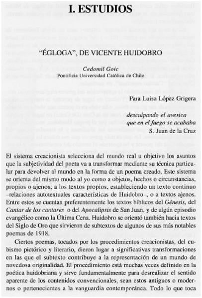 "Egloga", de Vicente Huidobro
